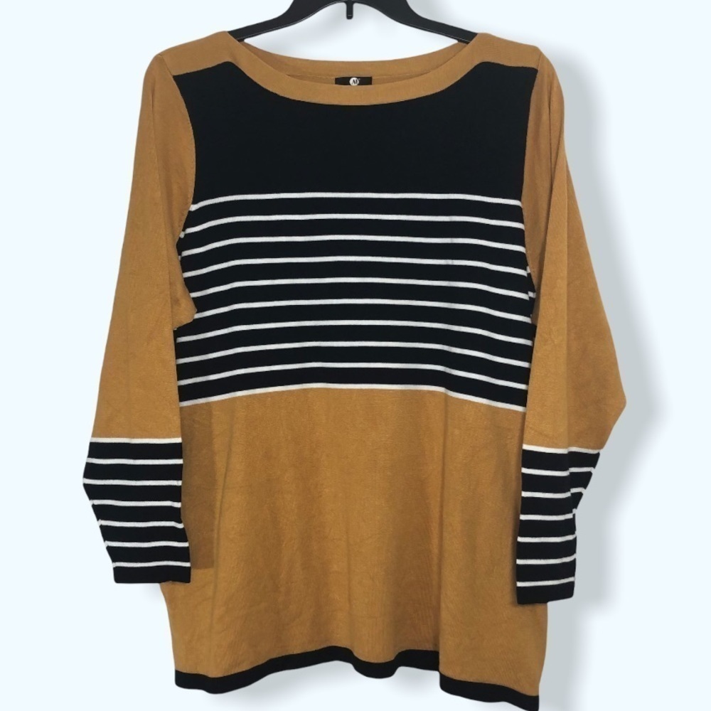 A&I Lightweight Navy & Gold Sweater Sz 3X